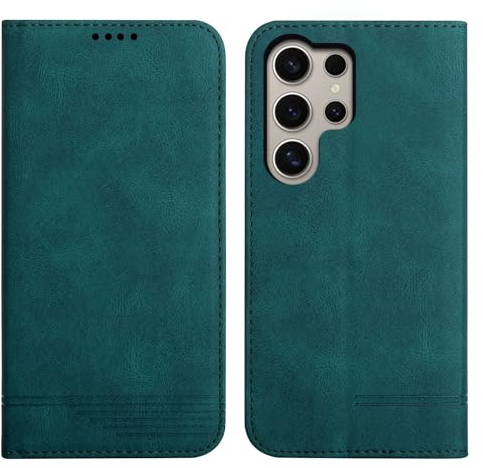 Rostsant Cover per Samsung Galaxy S24 Ultra Custodia a Libro Samsung Galaxy S24 Ultra PU Pelle Portafoglio Cover Libro Galaxy S24 Ultra Magnetica Supporto Cover per Samsung Galaxy S24 Ultra Verde