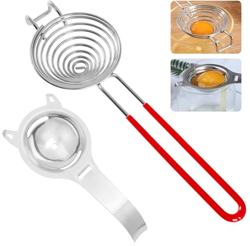 Mecmbj separa tuorlo, separatore di uova, 2 pezzi Separatore di uova con orecchie pendenti, separa tuorlo con manico lungo e manico corto, separatore per uova per ausilio per cucina domestica