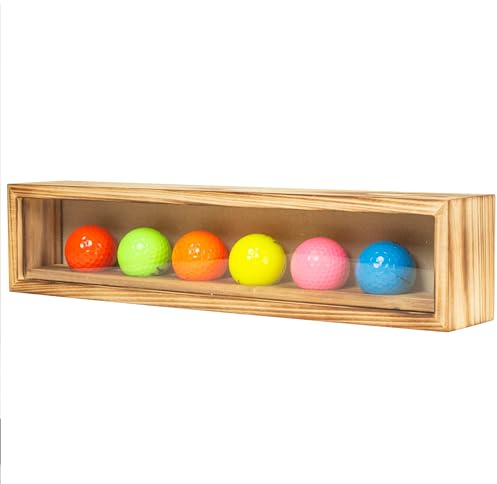 Freezing point Golfball-Vitrine, klein, Holz, Schattenbox, Wandregal, Golf-Geschenke für Kinder, Damen, Herren, 6