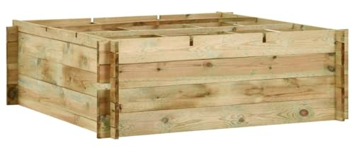 ARKEM Jardinera de Verduras Madera Pino impregnada 120x120x40 cm Arriate De JardíN Jardineras Exterior Grandes Maceteros Grandes Exterior