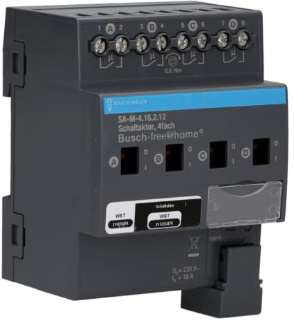 Busch-Jaeger SA-M-4.16.2.12 Schaltaktor 4-fach 16A | REG Busch-free@home schaltet mit 4 unabhängige potenzialfreien Kontakten elektrische Verbraucher