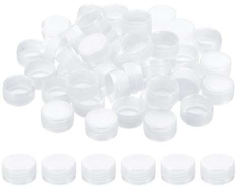 PATIKIL 1.2inch Plastic Bottle Caps for Crafts, 50Pcs Reusable Protection Bottle Screw Lids for Empty Container DIY Scrapbook Decorations, White