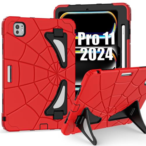 Kezigud Stoßfeste Schutzhülle für iPad Pro 27,9 cm (11 Zoll) M4 2024, iPad Pro 11 5. Generation, niedlich, robustes Silikon + Polycarbonat, mit Stifthalter und Ständer, für Kinder, Jungen, Apple iPad
