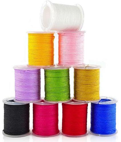 gaoduanluoluo 10 Rotoli 0.8mm Filo di Cera, Filo Nylon per Braccialetti, Filo Colorato Nylon, 10 m Ogni Volume Filo Perline per Collana Bracciale Gioielli Fai da Te (Multicolore)