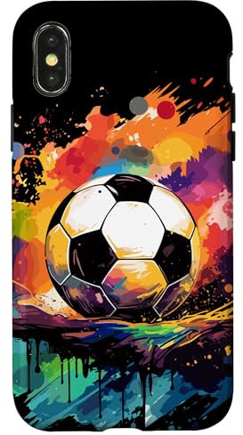 Hülle für iPhone X/XS Fußball Graffiti Hallenfußball Fußballplatz