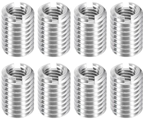 sourcing map 8Pcs Threaded Inserts, M5-0.8x12 & M8-1.25x12 Stainless Steel 303 Screw Thread Sleeves Thread Repair Insert for Mechanical Equipment