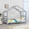 Holz Kinderbett mit Lattenrost 80x160 cm grau Hausbett Jugendbett stabil und stilvoll