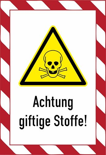Daged Achtung Giftige Stoffe Aufkleber 23x16 cm Hinweiszeichen Sticker Wetterfest UV-beständig & Normgerecht T-309