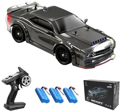 Teeggi 70km/h Ferngesteuertes Auto für Erwachsene, 1:16 RC Drift Car, 2.4GHz Hohe Geschwindigkeit Rennauto mit LED Licht, Bürstenloser Motor, 3 Batterien