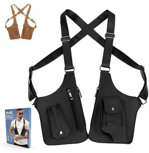 ocalil Double Shoulder Armpit Bag, 2026 New Men Anti-Theft Underarm Wallet Pocket Holster Phone Leisure Double Shoulder Pouch (black)