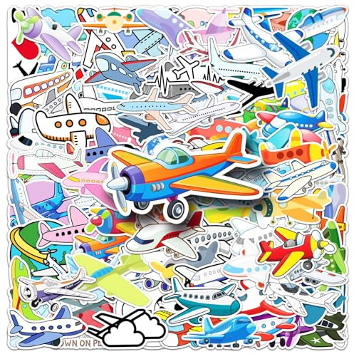 100 Stück Flugzeuge Wasserdichte Sticker für Kinder Teenager Jungen,Cartoon Graffiti-Aufkleber,Dekoration Laptop Handys Skateboard Kühlschrank Gepäck Gitarre Fahrräder Koffer Computer Auto Scrapbook