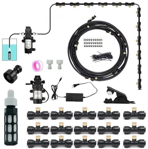 Kit de Sisteme de Enfriamiento por Nebulización con 12V Bomba, Personalizado Sisteme de Nebulizacion for Exteriores Terrazas Jardín Patio, Kits de Riego por Goteo for Césped, Flor, Invernadero