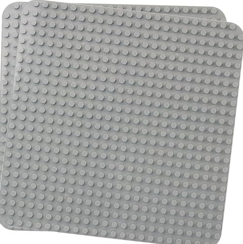 Guihumz Placa Base de Bloque Clásica Grande 38 x 38 cm Compatible con Todas Las Grandes Marcas para el Juego Creativo, Base de Construcción,Juguetes Educativos (2pcs Gris)