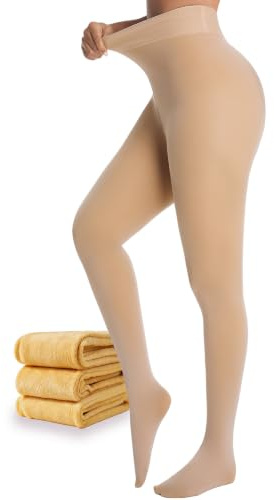 HOWIN Thermo Strumpfhose Damen Fake Translucent Tights Leggings Winter | Gefütterte, Termostrumpfhosen, Mit Fuß, Warm, Dicke, Fleece, Pantyhose, Komfort, Hohe ElastizitäT, Hoch Tailliert , Bauchweg