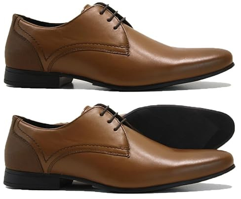 Mens Leather LACE UP Casual Office Work Smart Formal Wedding Oxford Brogue Shoes Size