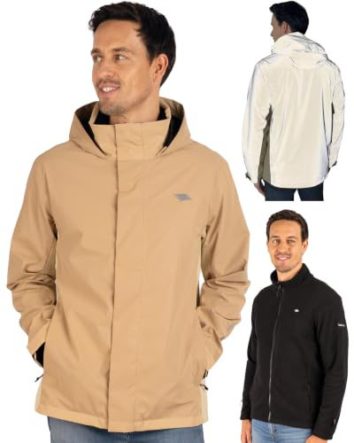 Valkental 3in1 Jacke Herren, Reflektierend & Wasserdicht | Fleece Zipp-In & verstaubare Kapuze, 10.000mm Wassersäule, nutzbar als Winter-, Regen- & Fahrradjacke