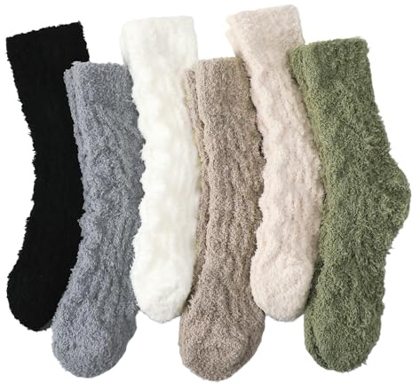 Zuimei 6 Pairs Fluffy Socks for Women Fuzzy Socks Warm Winter Slipper Socks | Bed Socks Coral Velvet Cozy Home Sock for Women Sleeping and Indoor