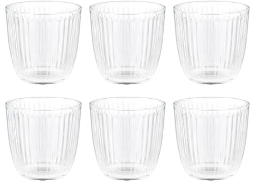 BUTLERS 6er Set Wassergläser 290 ml Klarglas - LINEE | Farbe Durchsichtig - Wasserglas für Limonaden & Fruchtsäfte - Universalglas für Kaltgetränke & Saft - Rillenstruktur