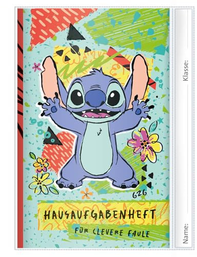 ROTH Hausaufgabenheft für clevere Faule 2026/2027, Character Movie Edition – A5 Schülerkalender mit vorgetragenem Stundenplan & Stickerbögen – 1 Woche auf 2 Seiten (Disney Stitch)