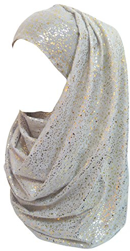 Lina & Lily Damen Hijab Muslimische Kopftuch Schal Turban mit Gold Glitzert Funkeln (Silber)
