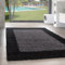 SIMPEX Teppich Wohnzimmer Shaggy Moderne Bordüre Design Anthrazit 240 x 340 cm - Hochflor Teppich Schlafzimmer Extra Weich und Pflegeleicht - Flauschiger Teppich Langflor für Küche Carpet Living Room
