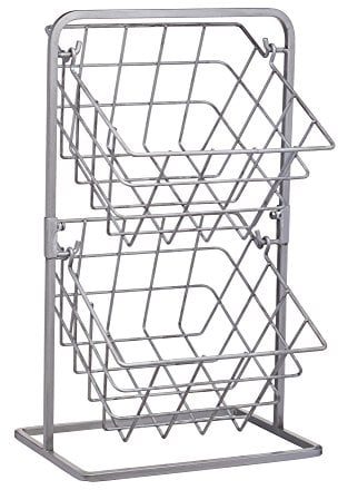 KitchenCraft Soporte para cestas de almacenamiento, cestas extraíbles de 2 niveles de estilo industrial vintage, acero al carbono, 25 x 22 x 41 cm, gris