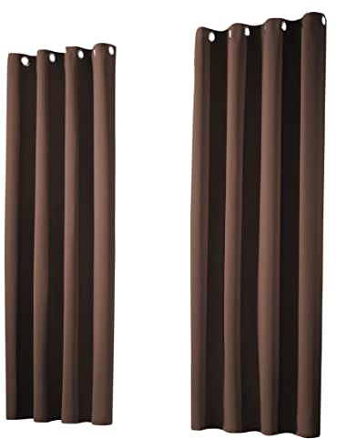 heimtexland ® 1 Paar Thermo- Verdunklungsgardinen Ösenschal Vorhänge Verdunkelnd Isolierend Blickdicht Verdunkelungsvorhänge HxB 245x135 Schoko Braun Typ139