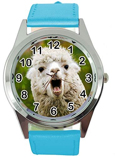 TAPORT® LAMA Alpaka-blaues Lederband Quarzuhr, Armband