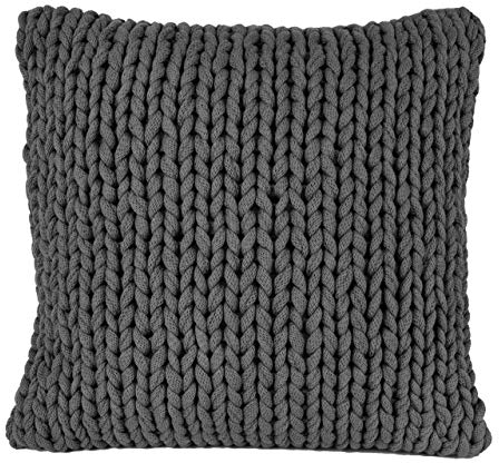nielsen HOME Kissenbezug Marlin grob gestrickt, 50x50 cm, Dunkelgrau, 100% Baumwolle, Strick, Oekotex, Grobstrick, gemütlich modisch elegant, Dekokissen, Sofakissen