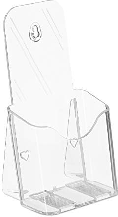 Relaxdays 10 x Flyer Aufsteller, DIN Lang, 1 Fach, zum Stellen & Hängen, Acryl, Wandprospekthalter, 20x11x8,5 cm, transparent