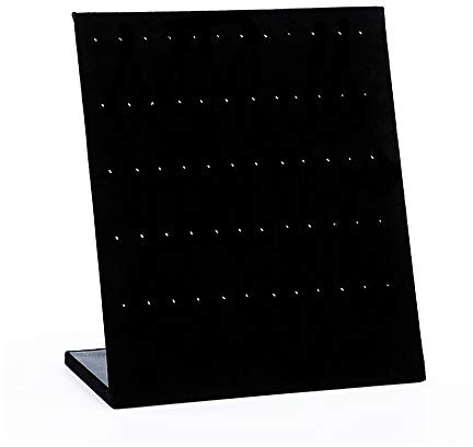 NO L Form Ohrring Ständer, Schwarz Samt Schmuckständer Ohrring Halterung mit 60 (30 Paar) Steckplätzen Ohrstecker Schmuck Display Rack für Schmuck Aufbewahrung & Präsentation
