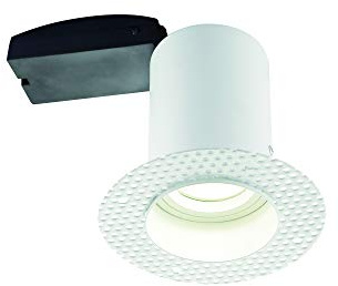National Lighting Fire Rated Plaster-in Anti Glare Downlights, Recessed Ceiling Lights, GU10 Halogen or LED, Trimless Spotlights - Pack of 6