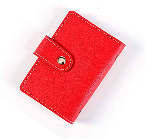 TopHomer Porte-cartes multi-compartiments en cuir synthétique pour 24 cartes de crédit Rouge