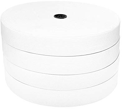 40 Metros de Goma Elástica de Costura, Disponible en Varios Anchos, Cinta Elástica para Coser, Cinta Elástica Ancha, Goma para Coser y Manualidades, Goma para Ropa, (Blanco, 25mm)
