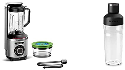 Bosch MMBV622M VitaMaxx Vakuum-Standmixer (starke Mixleistung, Automatik-Funktion Vakuum+Mixen, Eis-Crusher) + ToGo-Flasche 500 ml passend für Vakuum Standmixer VitaMaxx, BPA-frei, bruchsicher