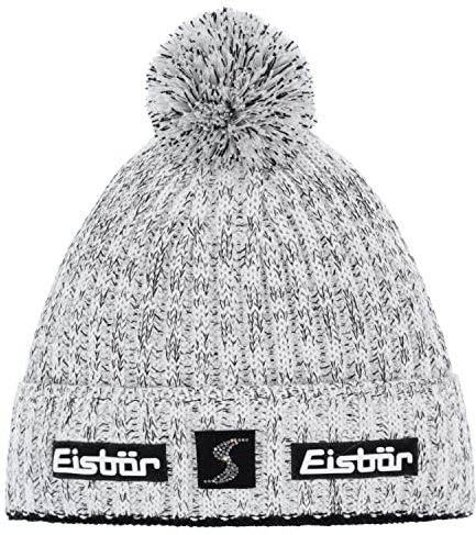Eisbär Naja Crystal Bommelmütze Strickmütze Wintermütze (One Size - weiß-schwarz)