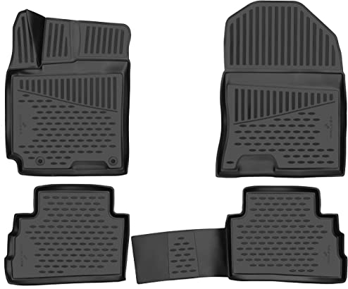 WALSER XTR Gummi Fussmatten Auto für Hyundai Kona 2017-2023, 100% passgenaue Auto Fußmatten, robuste Universal Fußmatte Auto, Gummimatten Auto, Auto Fussmatten Gummi, Auto Gummimatten