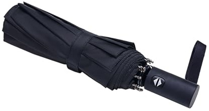 NPCQUN Travel Essentials Umbrella Windproof Compact Collapsible Light, Automatic, Strong and Portable, Wind Resistant, Folding Small Umbrella for Rain Black
