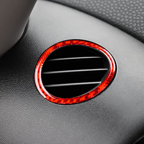 KUNGKIC Cubierta de rejilla de ventilación de fibra de carbono para coche, decoración para Mini Cooper R56 Clubman R55 R57, accesorios interiores 2007 2008 2009 2010 (rojo)
