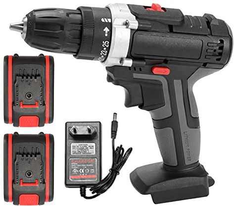Geevorks Taladro Atornillador 36V 1450rmp 28N.m Destornillador Eléctrico con 2 * 1300mAh Baterías Recargables Destornillador Inalámbrico con LED Luz para Doméstico y Transporte al Aire Libre