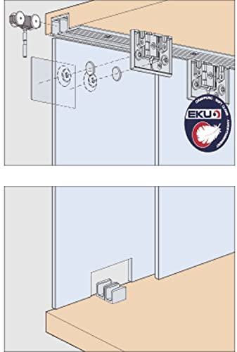 HAWA Clipo 16 GS IS - Herraje para 2 puertas correderas de cristal (1000 x 1400 mm, hasta 16 kg)