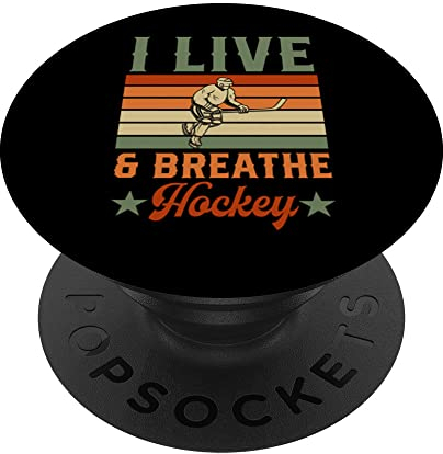 I Live And Breathe Hockey für Eishockeyspieler PopSockets mit austauschbarem PopGrip