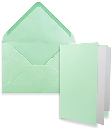 FarbenFroh by GUSTAV NEUSER 25x DIN B6 Faltkarten Set mit Umschlägen in Mint - 120 x 170 mm - inkl. weißem Einlege-Papier - ideal für Einladungskarten, Hochzeit, Taufe, Kommunion, Konfirmation