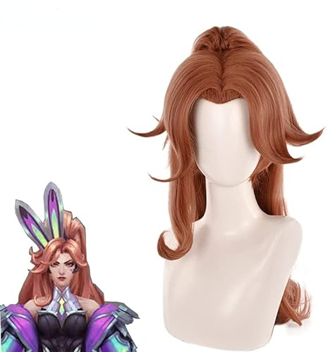 Anime LOL Schlacht Bunny Miss Fortune Cosplay Perücke Miss Fortune 75cm Lange Braun Hitze Beständig Cosplay Perücke Kappe