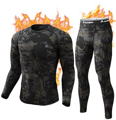 CL convallaria Thermounterwäsche Herren Atmungsaktiv Thermoaktiv Funktionsunterwäsche Innenfleece Skiunterwäsche Weich Thermo Unterwäsche Set