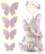 40 Pcs 3D Butterfly Cake Decorations, Butterflies Cupcake Toppers, Lively Gold Edge Butterfly Cake Toppers Decorations for Birthday Wedding Fairy Background Wall Party Decorations - Purple