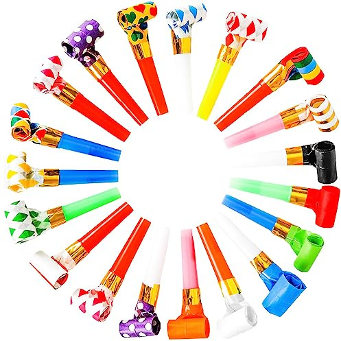Chshhuao 50 Pcs Funny Blowouts Blow Horns Birthday Party Whistles New Years Party Favors