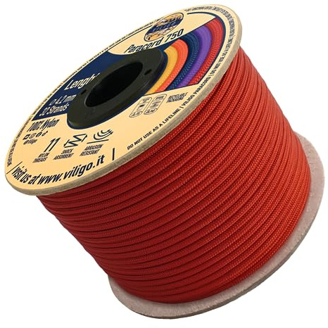 VILIGO Paracord 750 Nylon-Seil mit 11 inneren Fäden - Campingseil, Wandern, Outdoor, Mehrzweckseil, hohe Bruchlast (30 m, Ruby)