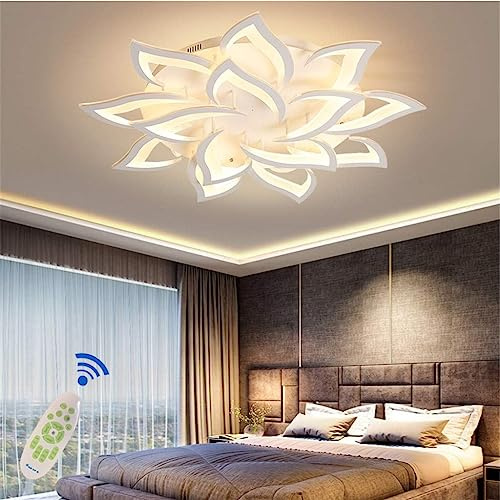 MyLjp Moderne Deckenlampe Wohnzimmer Lampe LED Dimmbare Esszimmer Blütenblätter Lampe Deckenleuchte Designer Decke Licht Eisen Acryl Schirm Hängende Küche Dekoration Licht