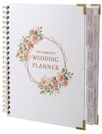 Wedding Planner Book & Engagement Presents, Wedding Book Planner, All-in-One Organizer with Countdown Calendar, Checklists & Floral Design